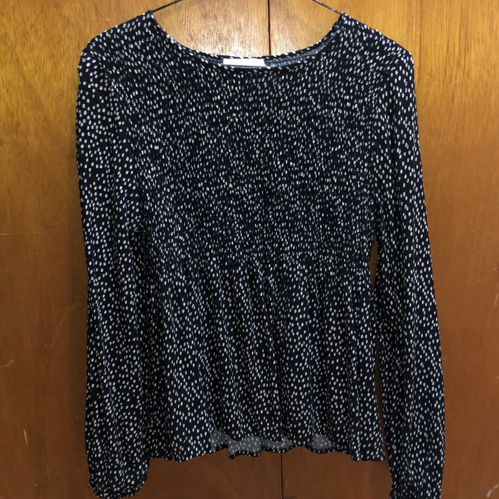 Long sleeve dotted blouse!